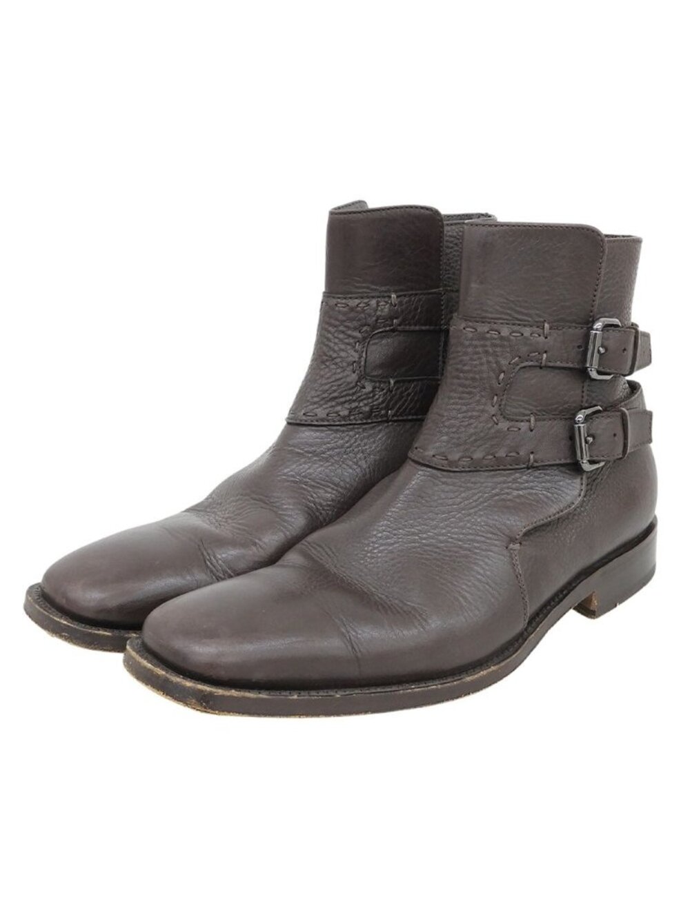 Fendi Square Toe Jodhpur Boots Shoes Brown 8